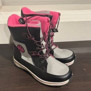 totes Kids Black and Pink Snow Boots